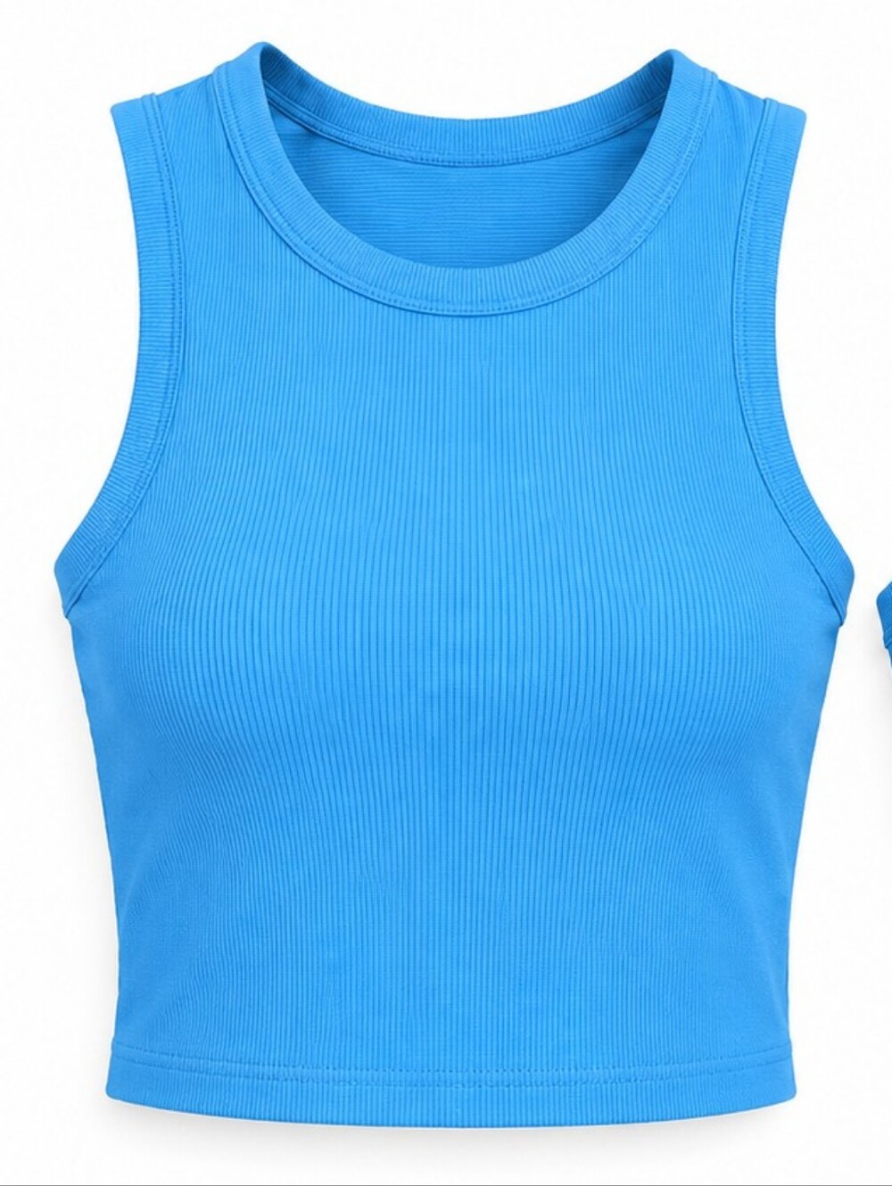 Move Theology Blue Ribbed Crop Activewear Tank Top - Picture 2 of 6